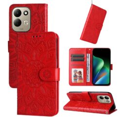 Alternative view of Peněženkové pouzdro Embossing Pattern Slunečnice červené – Xiaomi Redmi 17