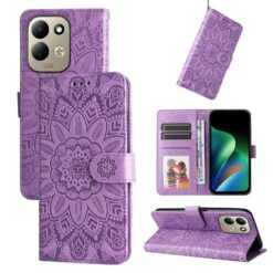 Alternative view of Peněženkové pouzdro Embossing Pattern Slunečnice fialové – Xiaomi Redmi 17