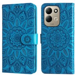 Peněženkové pouzdro Embossing Pattern Slunečnice modré – Xiaomi Redmi 17