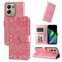 Alternative view of Peněženkové pouzdro Embossing Pattern Slunečnice růžové – Xiaomi Redmi 17