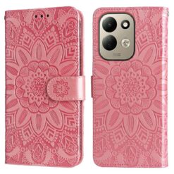 Peněženkové pouzdro Embossing Pattern Slunečnice růžové – Xiaomi Redmi 17