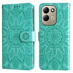 Peněženkové pouzdro Embossing Pattern Slunečnice zelené – Xiaomi Redmi 17