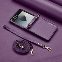 Peněženkové pouzdro Imeeke fialové – Samsung Galaxy Z Flip 8 | Levné Kryty | Levné Kryty | Levné Kryty