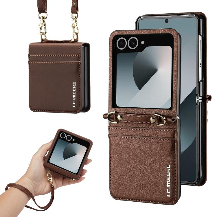 Peněženkové pouzdro Imeeke hnědé – Samsung Galaxy Z Flip 8 | Levné Kryty | Levné Kryty | Levné Kryty