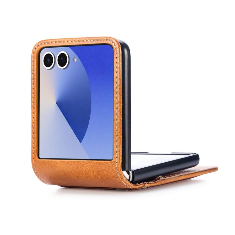 Peněženkové pouzdro Storm Leather case hnědé – Samsung Galaxy Z Flip 8 | Levné Kryty | Levné Kryty | Levné Kryty