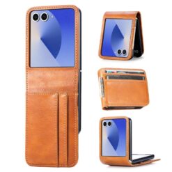 Peněženkové pouzdro Storm Leather case hnědé – Samsung Galaxy Z Flip 8 | Levné Kryty | Levné Kryty | Levné Kryty