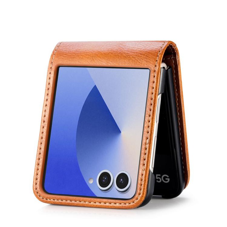 Peněženkové pouzdro Storm Leather case hnědé – Samsung Galaxy Z Flip 8 | Levné Kryty | Levné Kryty | Levné Kryty