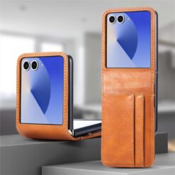 Peněženkové pouzdro Storm Leather case hnědé – Samsung Galaxy Z Flip 8 | Levné Kryty | Levné Kryty | Levné Kryty