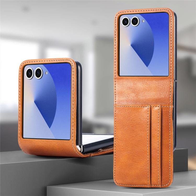 Peněženkové pouzdro Storm Leather case hnědé – Samsung Galaxy Z Flip 8 | Levné Kryty | Levné Kryty | Levné Kryty