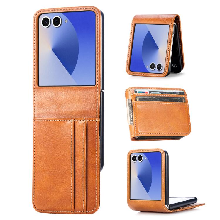 Peněženkové pouzdro Storm Leather case hnědé – Samsung Galaxy Z Flip 8 | Levné Kryty | Levné Kryty | Levné Kryty
