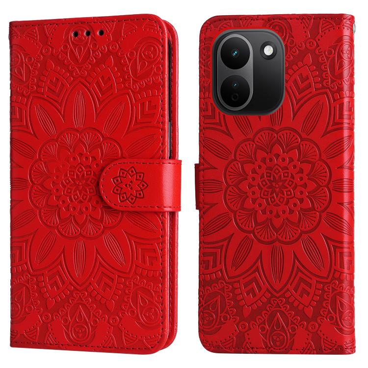 Peněženkové pouzdro Embossing Pattern Slunečnice červené – Xiaomi Redmi Note 17 Pro Max | Levné Kryty | Levné Kryty | Levné Kryty