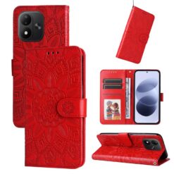Alternative view of Peněženkové pouzdro Embossing Pattern Slunečnice červené – Xiaomi Redmi Note 17 / Redmi Note 17 5G