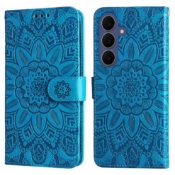Peněženkové pouzdro Embossing Pattern Slunečnice modré – Samsung Galaxy S26 FE