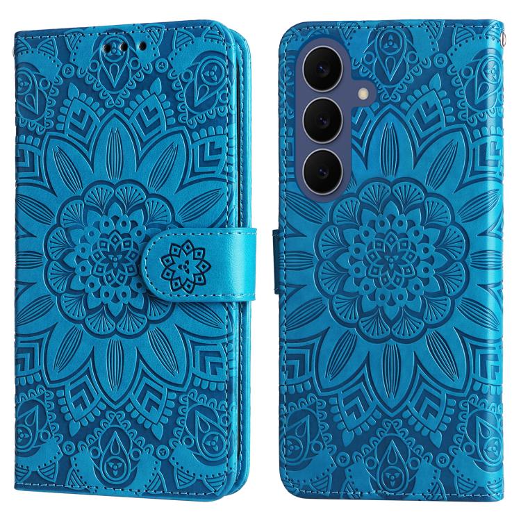 Peněženkové pouzdro Embossing Pattern Slunečnice modré – Samsung Galaxy S26 FE | Levné Kryty | Levné Kryty | Levné Kryty
