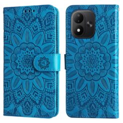 Peněženkové pouzdro Embossing Pattern Slunečnice modré – Xiaomi Redmi Note 17 / Redmi Note 17 5G | Levné Kryty | Levné Kryty | Levné Kryty