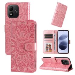 Alternative view of Peněženkové pouzdro Embossing Pattern Slunečnice růžové – Xiaomi Redmi Note 17 / Redmi Note 17 5G