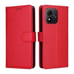 Peněženkové pouzdro Litchi červené – Xiaomi Redmi Note 17 / Redmi Note 17 5G | Levné Kryty | Levné Kryty | Levné Kryty