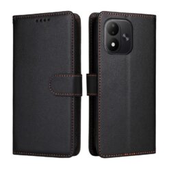 Peněženkové pouzdro Litchi černé – Xiaomi Redmi Note 17 / Redmi Note 17 5G | Levné Kryty | Levné Kryty | Levné Kryty